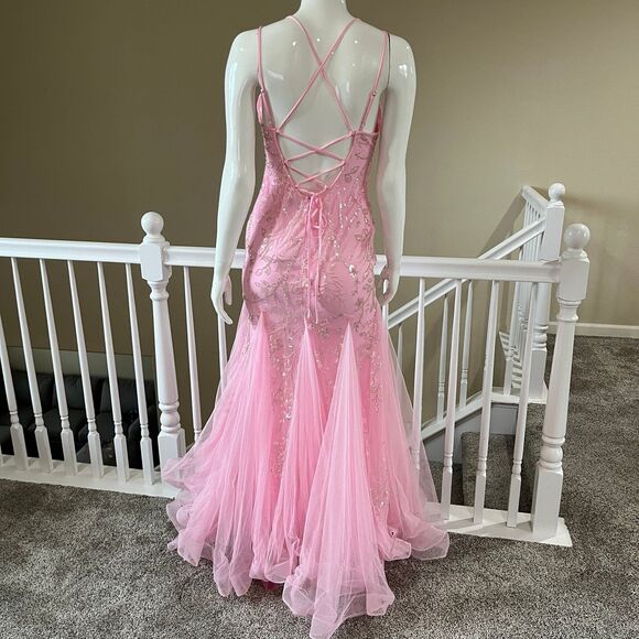 Lace Up Backless Sequin Mermaid Hem Cami Party Dresses Women’s Size M - Picture 8 of 17